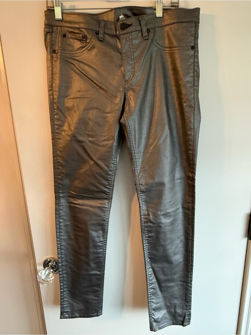 rag & bone Metallic Charcoal Coated Skinny Jeans